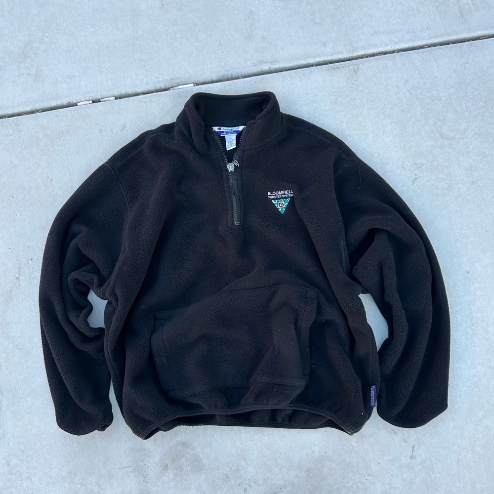 Champion Black Zip Up Fleece Sweater